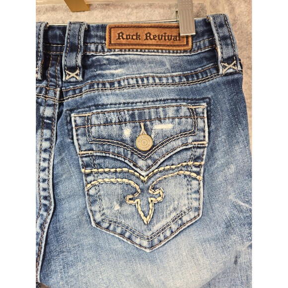 Rock Revival Alivia Jeans Easy Straight Womens 26 Distressed Low Rise Stretch - Picture 8 of 12